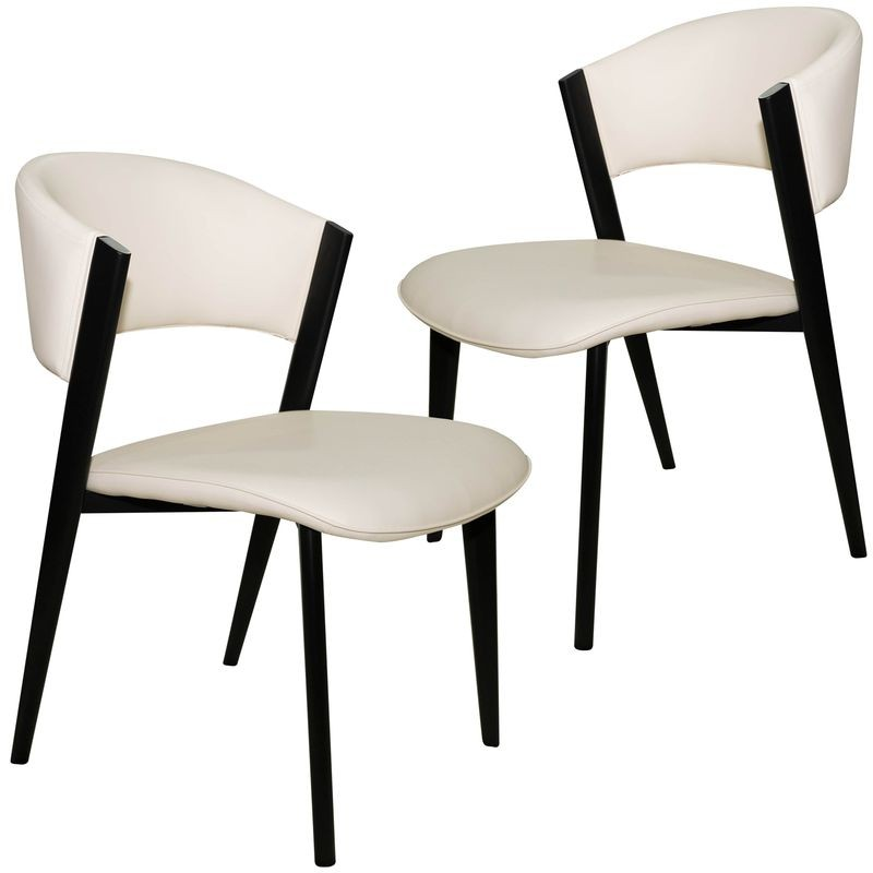LeisureMod Aspen Collection Modern Dining Chair Black Frame in White Set of 2
