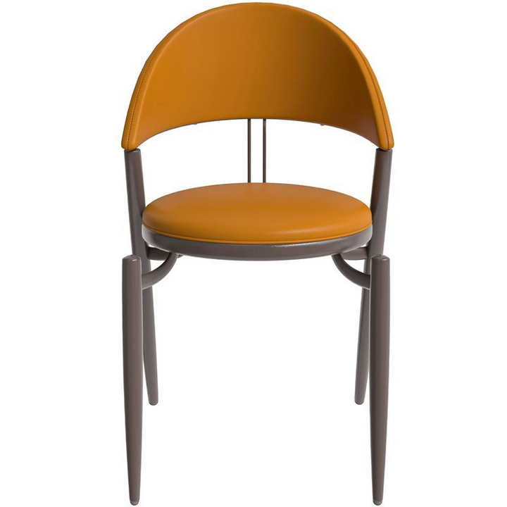 LeisureMod Venice Collection Modern Dining Chair In Light Brown Front View.