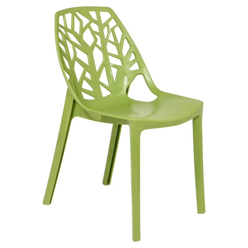 LeisureMod Modern Cornelia Dining Chair Solid Green Angled View.