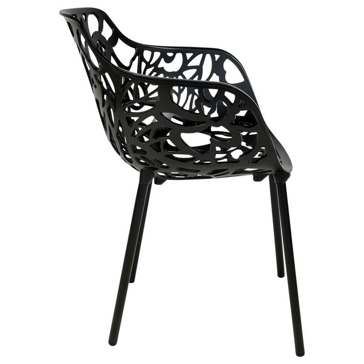 LeisureMod Modern Devon Aluminum Armchair Black Side View