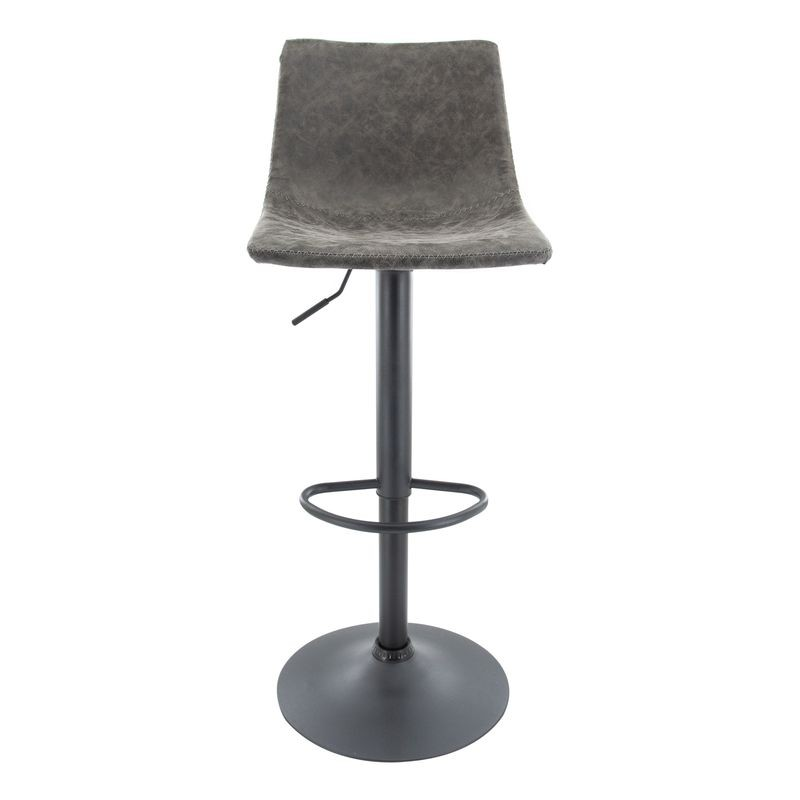 LeisureMod Tilbury Modern Adjustable Bar Stool with Footrest and 360-Degree Swivel in Grey Front View.