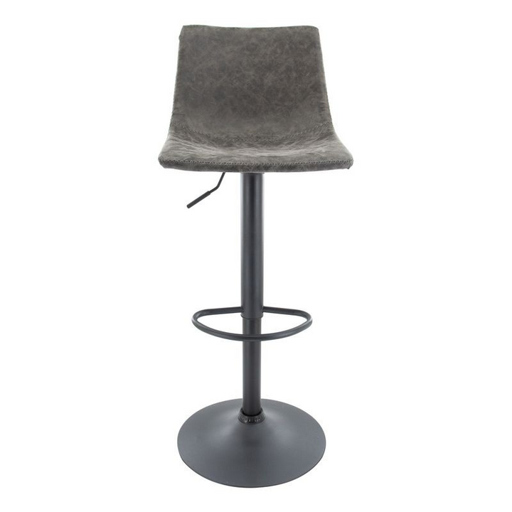 LeisureMod Tilbury Modern Adjustable Bar Stool with Footrest and 360-Degree Swivel in Grey Front View.