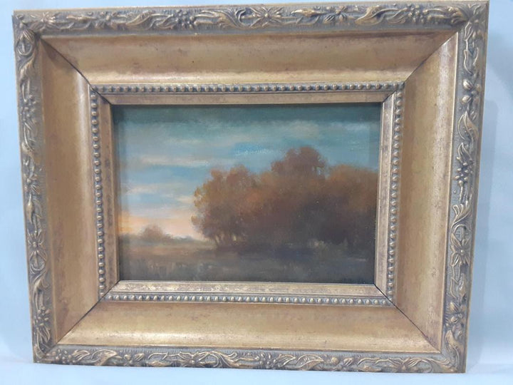 Jane Bloodgood Abrams Oil Painting Tree and Horizon Front Photo with Frame