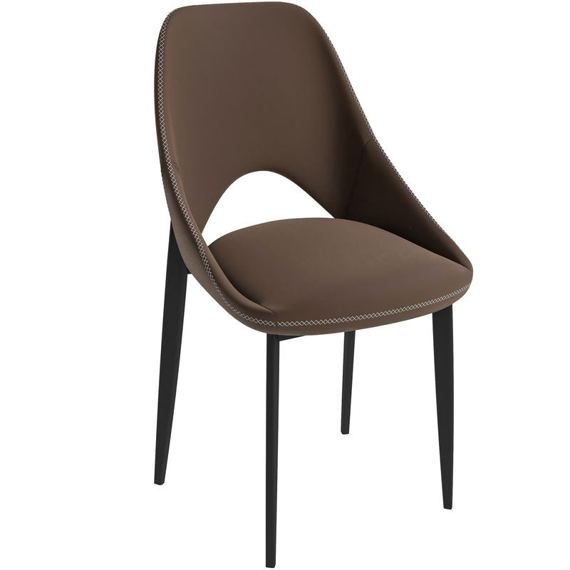 LeisureMod Amalfi Collection Fabric Modern Dining Chair in Light Brown