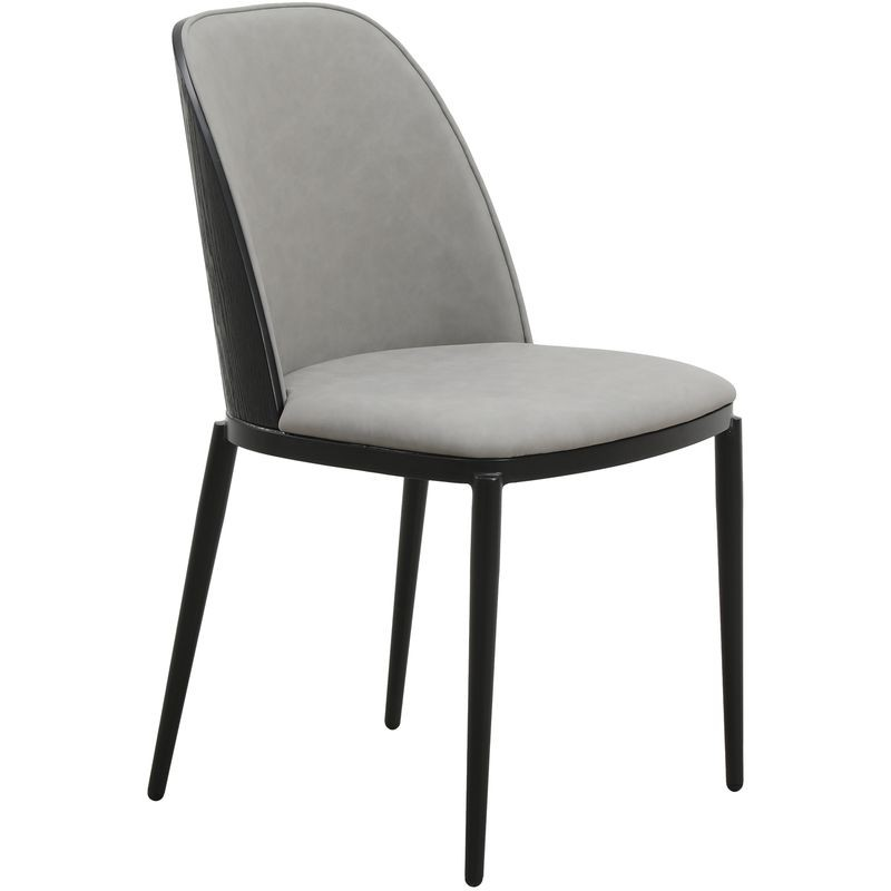 Leisuremod Tule Collection Dining Chair, Black Frame with Light Grey Leather Black/Light Grey