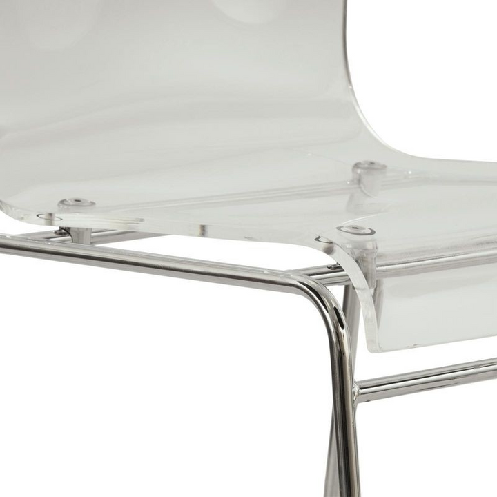 LeisureMod Lima Modern Acrylic Chair Clear Closeup.