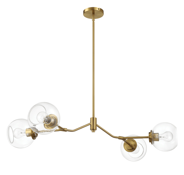 Jewel Four Lights Modern Farmhouse Chandelier Ceiling Hanging Light Fixture For Kitchen Island Dining Room 36"L × 20"W × 7.25"H with Clear Glass