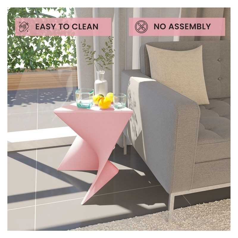 LeisureMod Randolph Modern Side Table Set of 2 Pink by Couch.