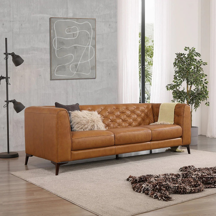 Beatnik Tan Leather Sofa Image.