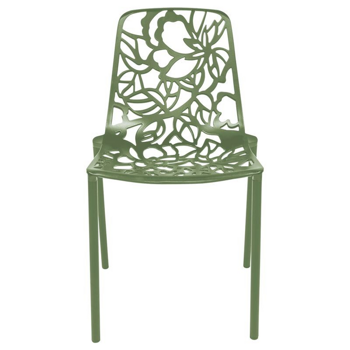 LeisureMod Modern Devon Aluminum Chair Khaki Green Front View.