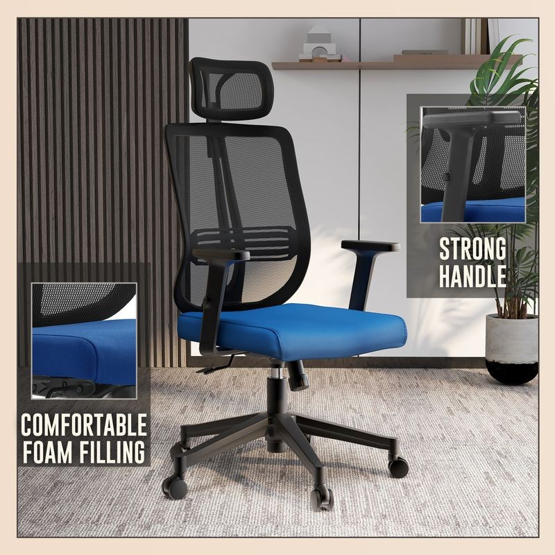 LeisureMod Office Nift Series Office Task Chair in Blue Description.