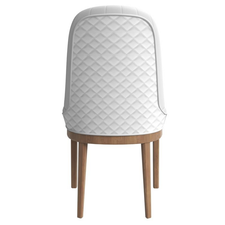 Leisuremod Verisma Collection Modern Wooden Dining Chair in White Back View.
