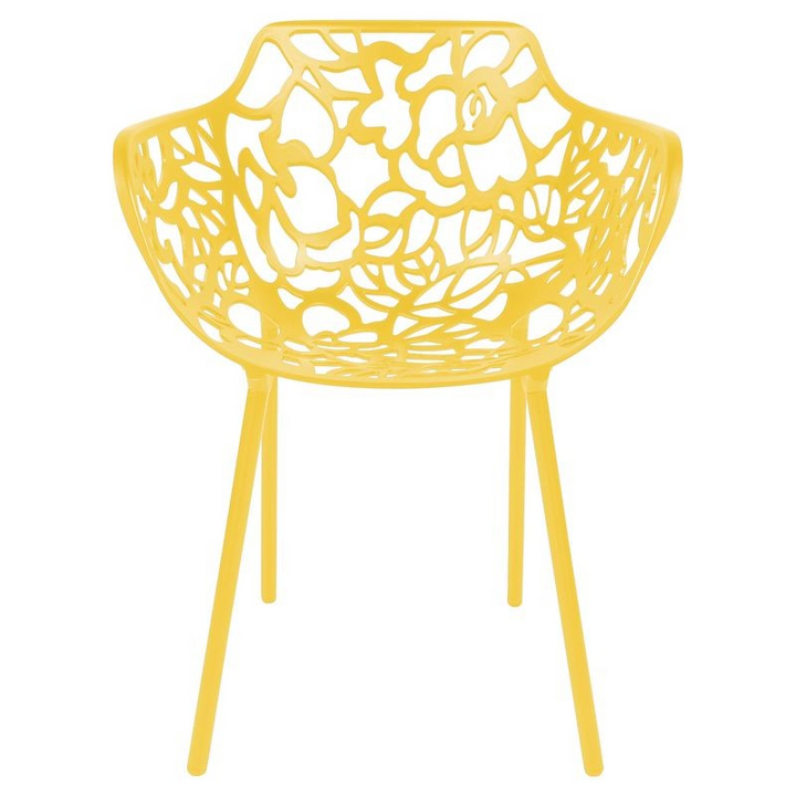 LeisureMod Modern Devon Aluminum Armchair Yellow Front View.