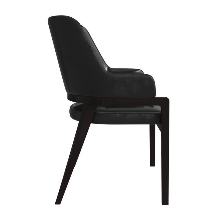 Leisuremod Ethora Collection Modern Wooden Dining Chair in Black Side View.
