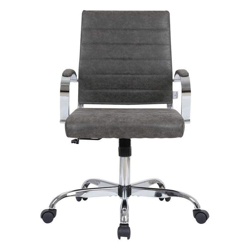 LeisureMod Benmar Leather Office Chair Charcoal Front View.