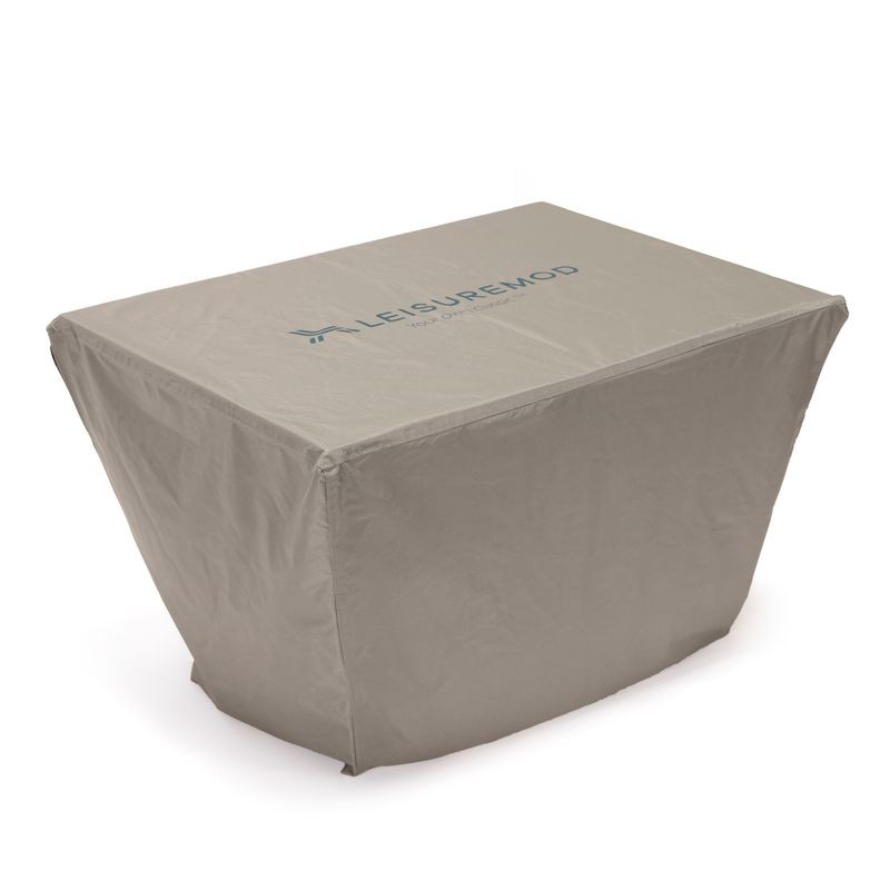 LeisureMod Chelsea Waterproof Fabric Rectangle Fire Pit Table Cover Brown