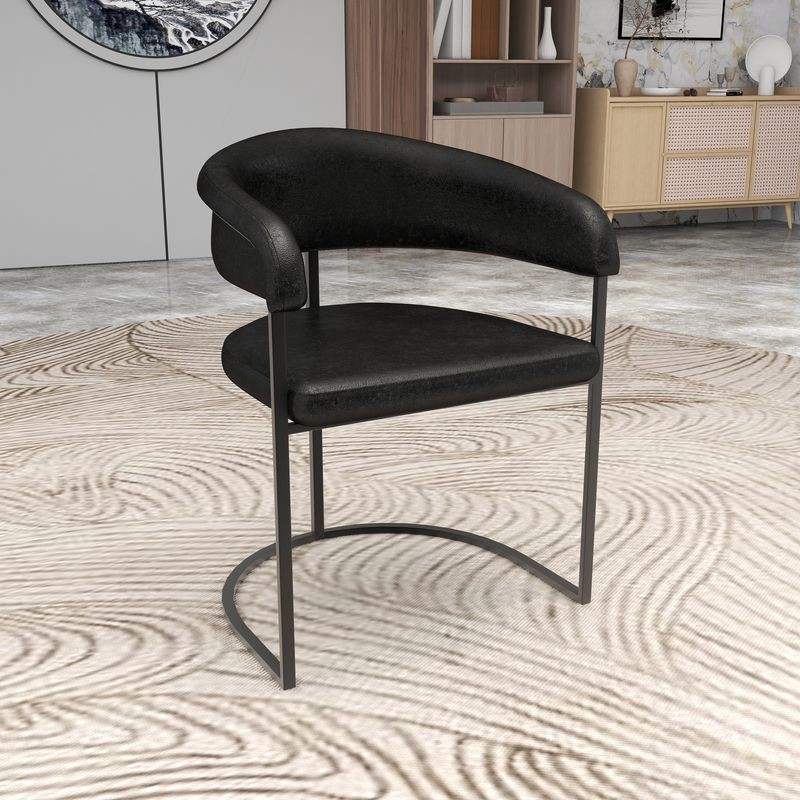 LeisureMod Aero Collection Modern Dining Chair in Charcoal with Background.