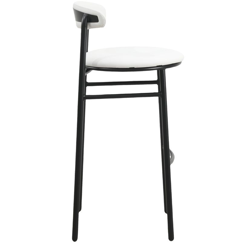 LeisureMod Lume Collection Modern Bar Stool in White Side View.