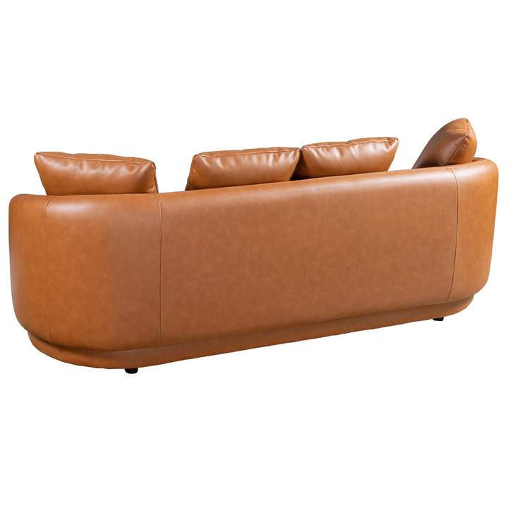 Dylan Modern Cognac Leather Sofa Back View.