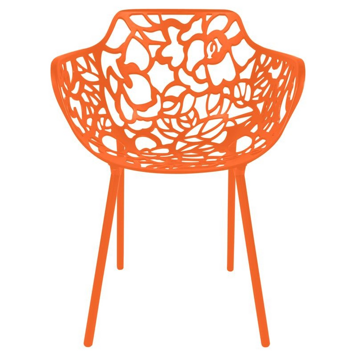 LeisureMod Modern Devon Aluminum Armchair Orange Front View.