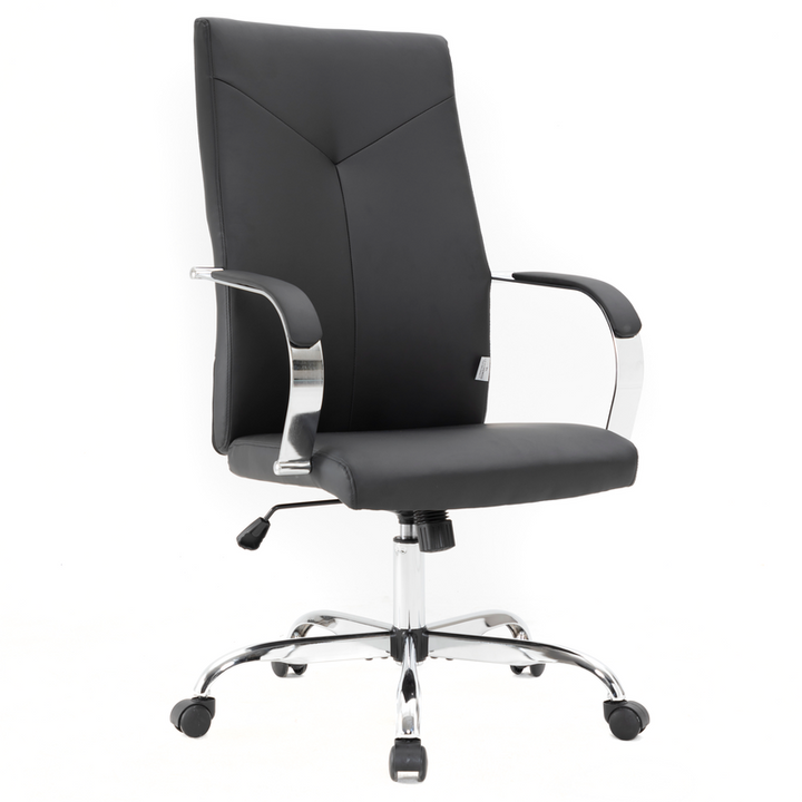 LeisureMod Sonora Modern High-Back Leather Office Chair Black