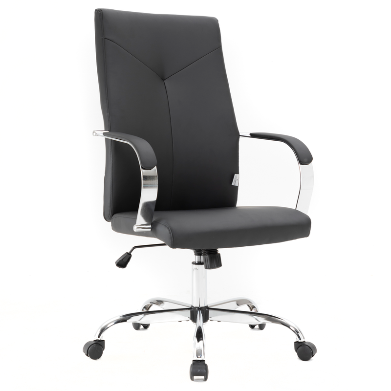 LeisureMod Sonora Modern High-Back Leather Office Chair Black