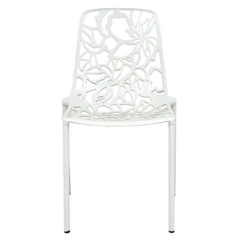 LeisureMod Modern Devon Aluminum Chair White Front View.