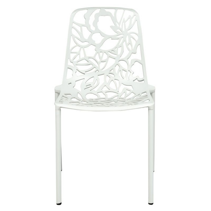 LeisureMod Modern Devon Aluminum Chair White Front View.