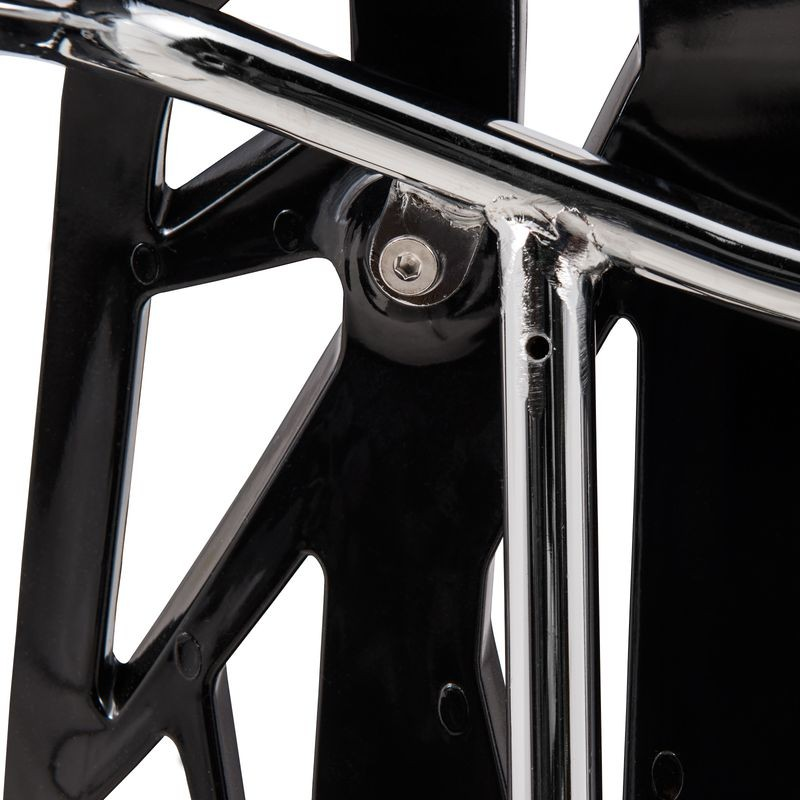 LeisureMod Modern Asbury Dining Chair w/ Chromed Legs Black Closeup.