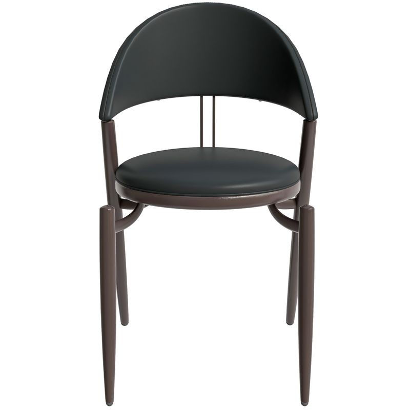 Black chair with wooden legs on a white background.