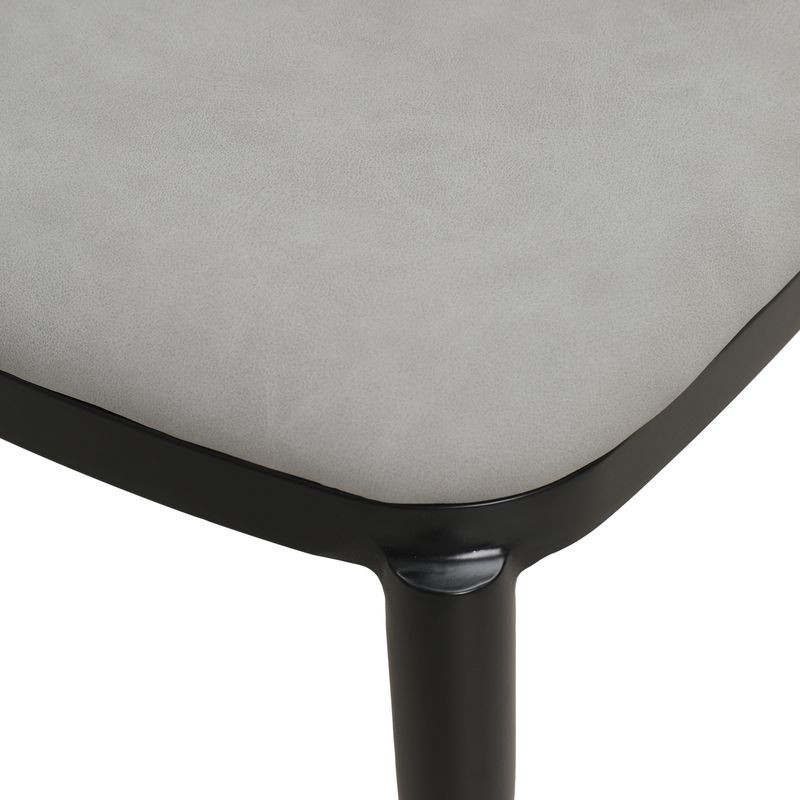 Leisuremod Tule Collection Dining Chair, Black Frame with Light Grey Leather Black/Light Grey Closeup.