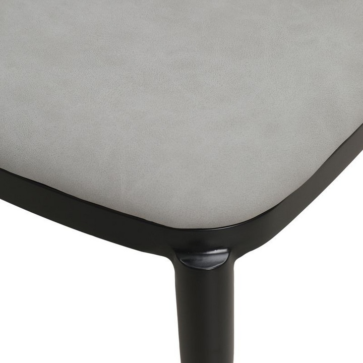 Leisuremod Tule Collection Dining Chair, Black Frame with Light Grey Leather Black/Light Grey Closeup.