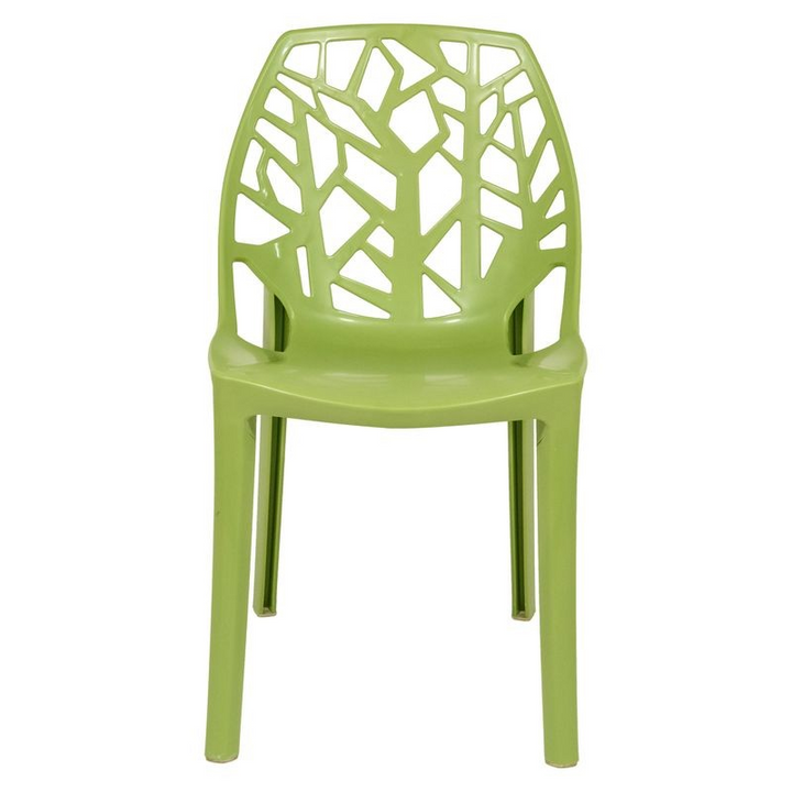 LeisureMod Modern Cornelia Dining Chair Solid Green Front View.