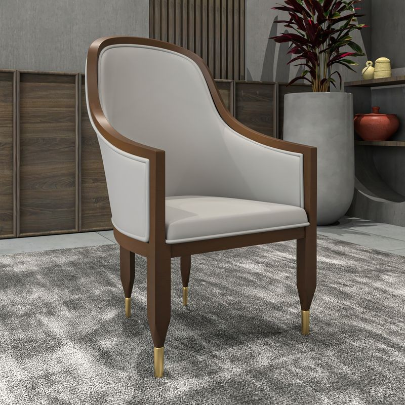 LeisureMod Belle Series Modern Dining Chair in Light Grey with Background.