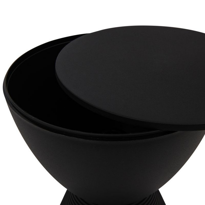 LeisureMod Modern Round Boyd Side Table Black Opened.