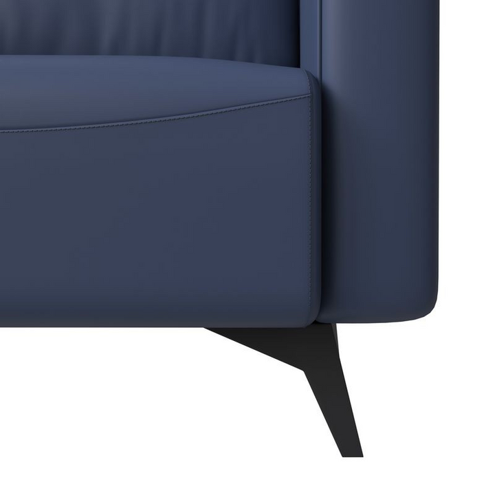 LeisureMod Inno Collection Single Seater Sofa in Dark Blue Closeup.