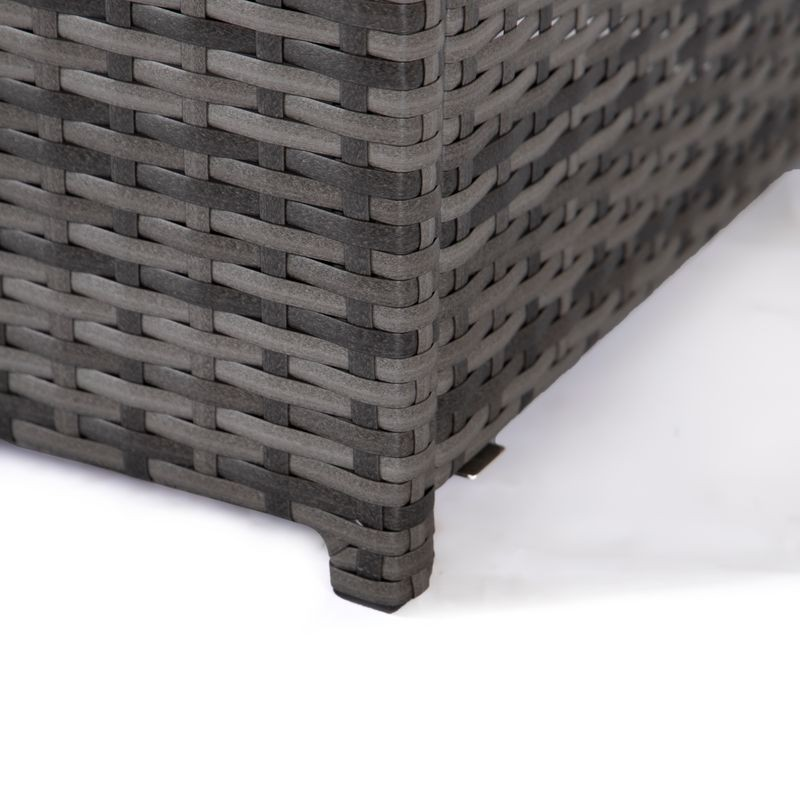 LeisureMod Mace Wicker Patio Modern Propane Fire Pit Table Grey Base.