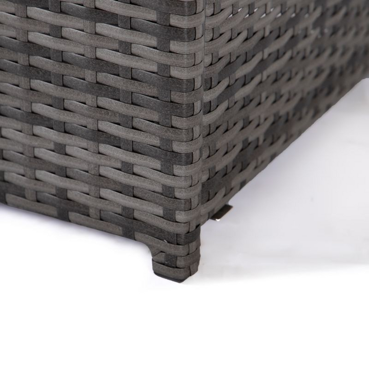 LeisureMod Mace Wicker Patio Modern Propane Fire Pit Table Grey Base.