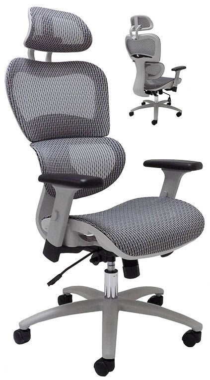 HumanFlex Elastic All Mesh Ergonomic Office Chair w/Headrest Silver Gray Fog White