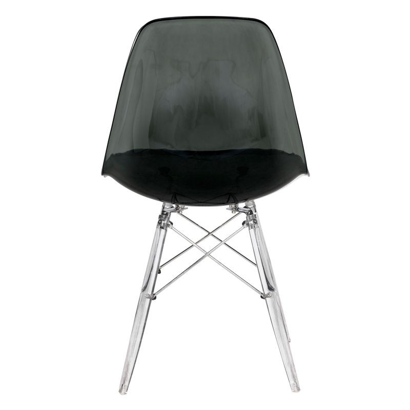 LeisureMod Dover Molded Side Chair with Acrylic Base Transparent Black Back.