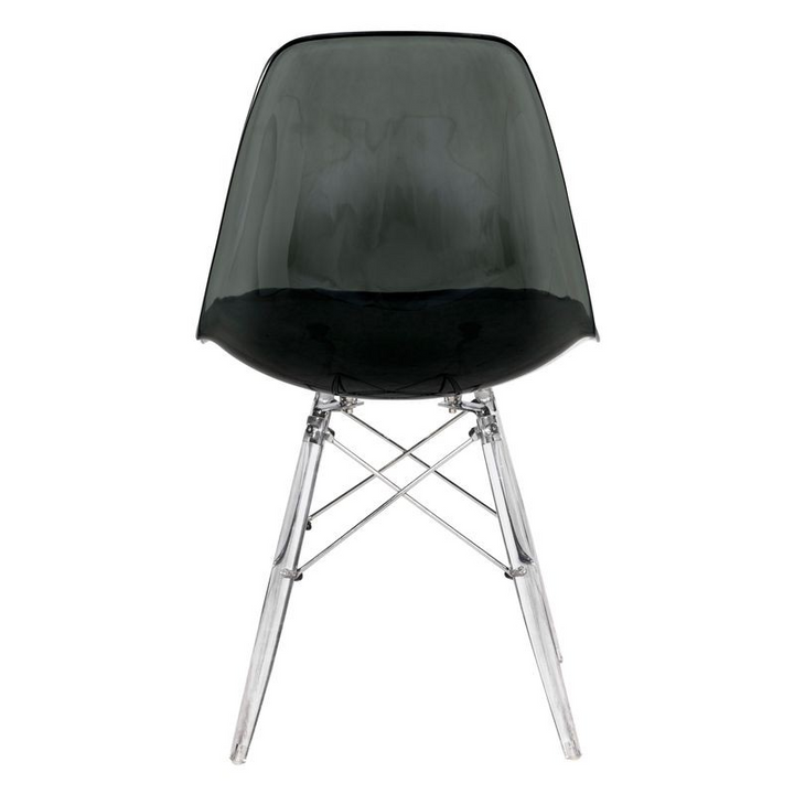 LeisureMod Dover Molded Side Chair with Acrylic Base Transparent Black Back.