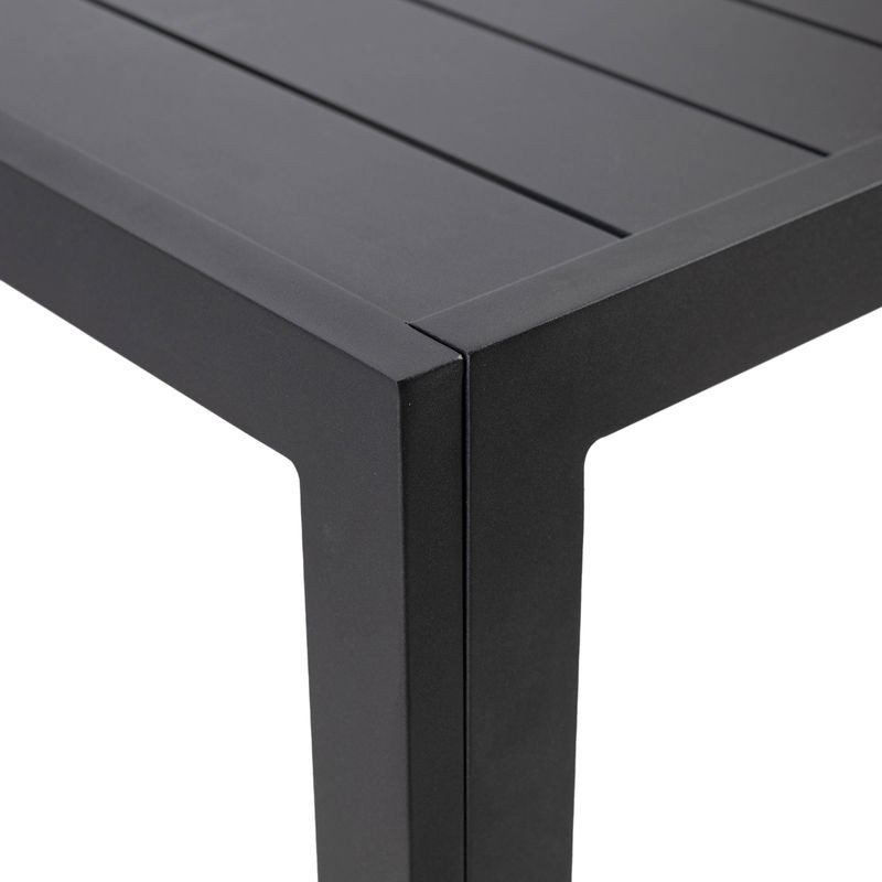 Leisuremod Chelsea Aluminum Outdoor 63" Dining Table in Black Closeup.