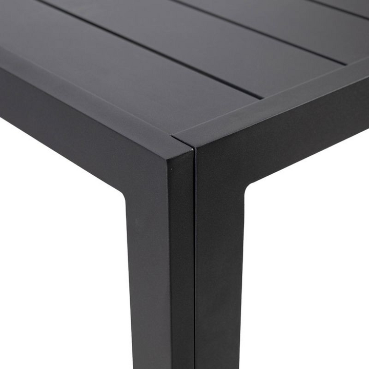 Leisuremod Chelsea Aluminum Outdoor 63" Dining Table in Black Closeup.