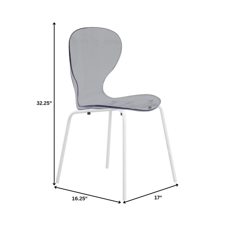 Gray chair with dimensions labeled on a white background.