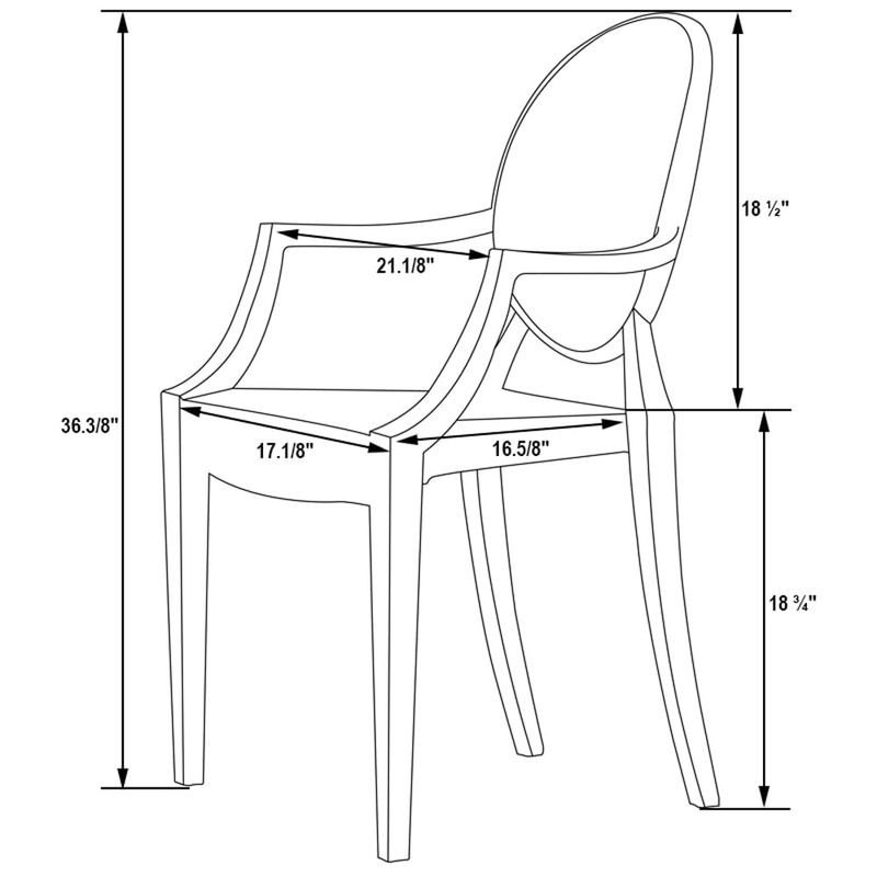 LeisureMod Carroll Modern Acrylic Dining Side Chair Dimensions.