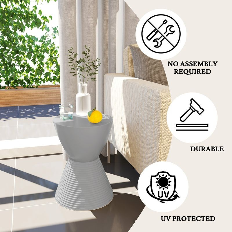 LeisureMod Modern Round Boyd Side Table Light Grey Description.