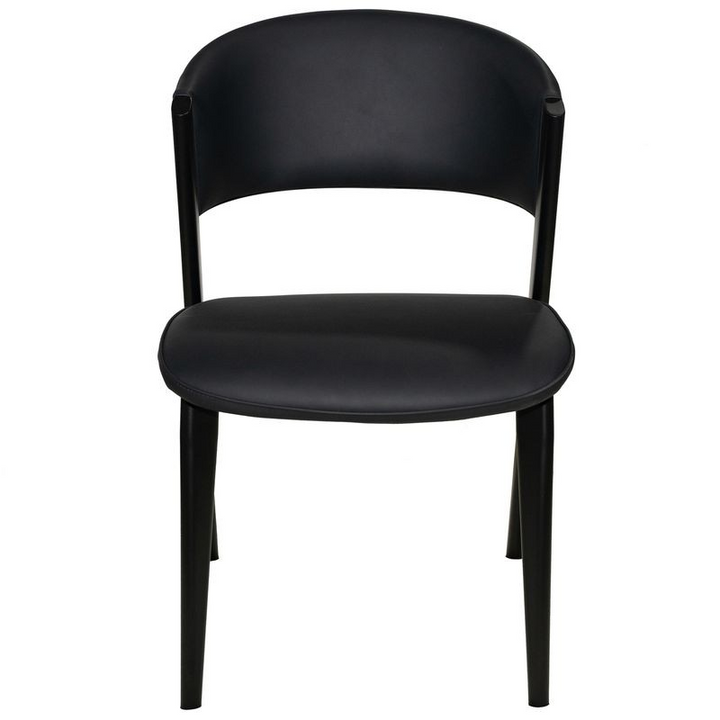 LeisureMod Aspen Collection Modern Dining Chair Black Frame in Black Front View.