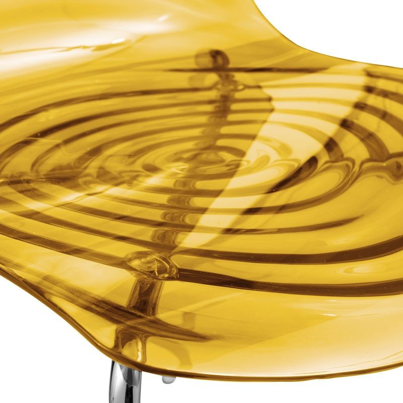 LeisureMod Astor Water Ripple Design Dining Chair Transparent Orange Closeup.