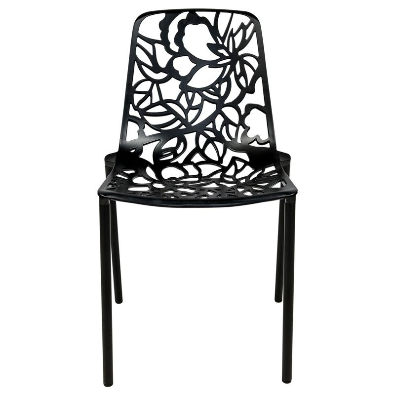 LeisureMod Modern Devon Aluminum Chair Black Front View.
