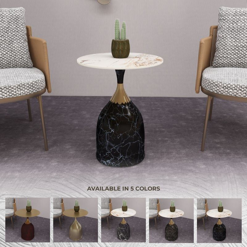 LeisureMod Oslo Collection Modern End Table in Stone Black in Room.
